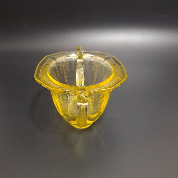 Anchor Hocking Princess Yellow Glass Sugar Bowl Embossed Design Vintage NO LID - Picture 4 of 16